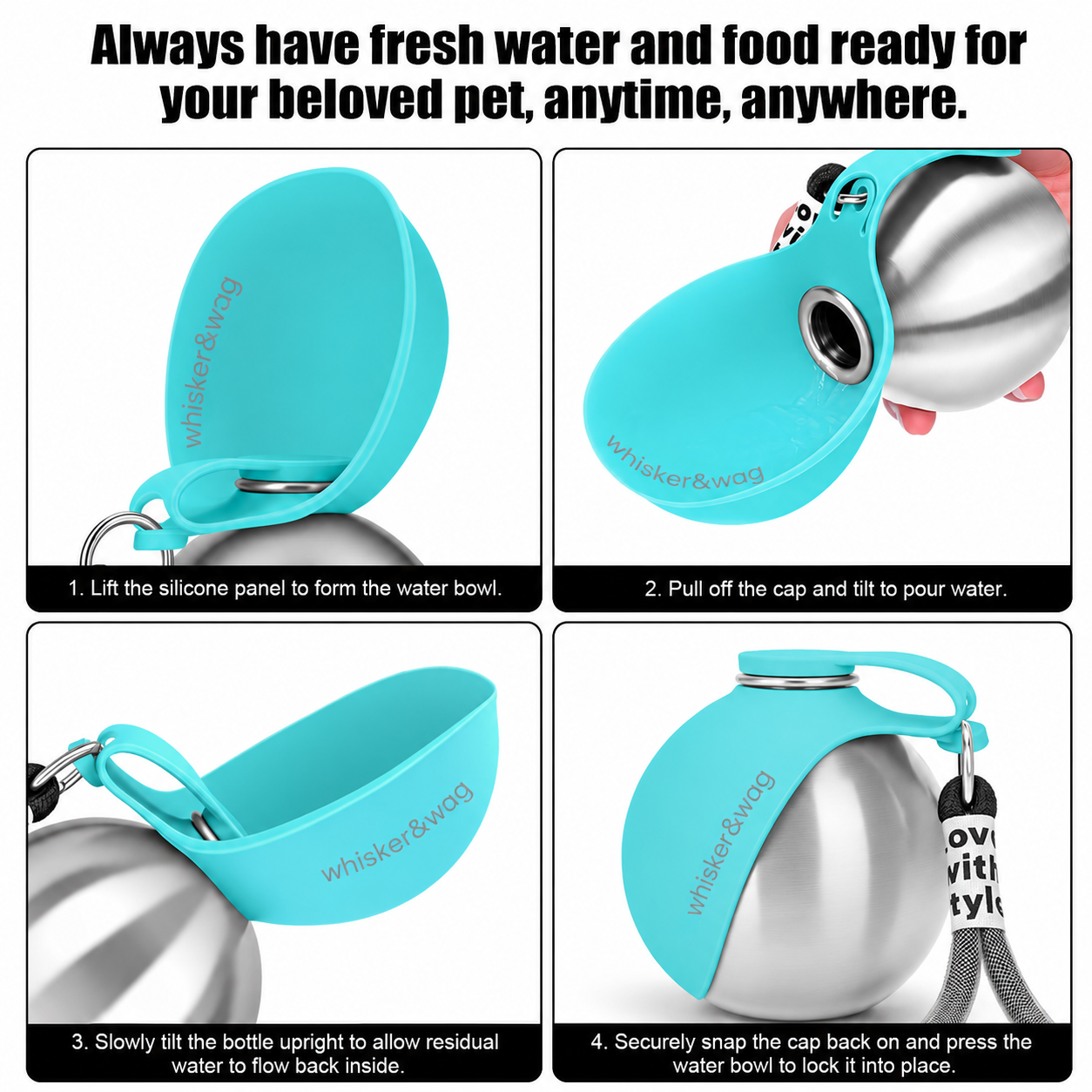 PupSphere - Whisker & Wag™ Portable Dog Water Bowl